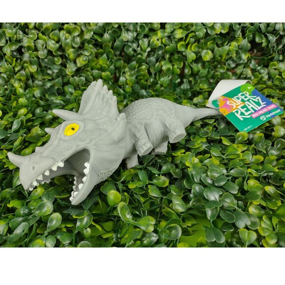 Triceratops Dinosaur Squishy Toy Figure Squeezable Dino Squish Squeeze Sand Gray - Picture 5 of 15